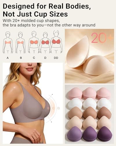 As Fairy Wireless Lift Bra for Women Seamless Deep V Jelly Bra Adjustable & Supportive T-Shirt Bra for Sleep(Grey 42DD) - Thumbnail 4