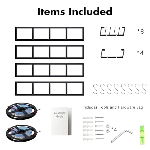 Kikihouse Wall-Mounted CD Storage Shelf with DIY LED Strip, Floating Media Storage Rack with Hooks, Cube Organizer for Video Games Set of 4 - Thumbnail 5