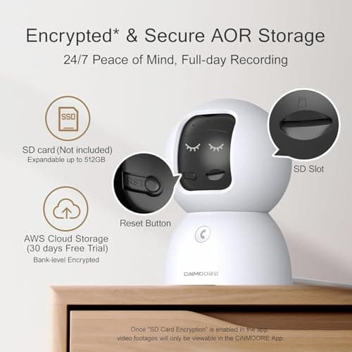 CINMOORE Upgraded 3K Security Camera Indoor, Free Time Lapse, AI Tracking & Face ID, PTZ 5G WiFi Dog/Pet/Baby Monitor Cameras for Home Security, Color Night Vision, Full Duplex 2-Way Talk - Thumbnail 6