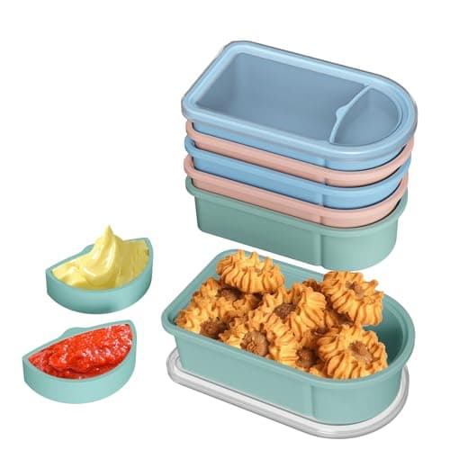 Toutrop 3 Pack Reusable Silicone Snack Containers with Lids, Salad Sauce Seasoning Container, Detachable design Mini Kids Snack Concainers for Travel, Office, Picnic - Thumbnail 2