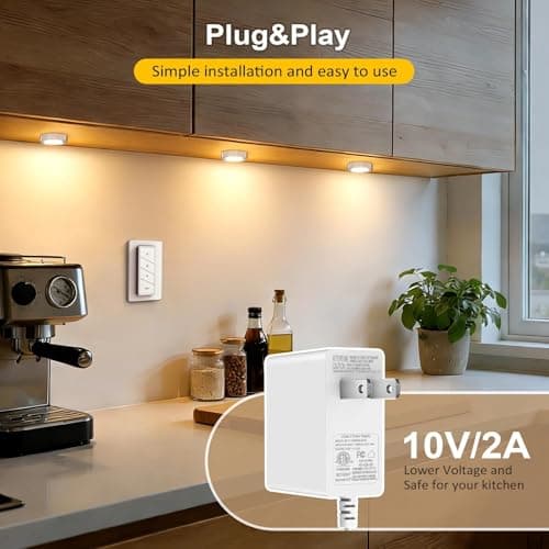 Smart Under Cabinet Lights Plug In, 6 Pack LED Puck Lights with App and Remote Control, CCT Tunable 2700K-7000K, Compatible with Alexa and Google Home, Dimmable Wired Lighting Kit for Kitchen,CRI 90+ - Thumbnail 4