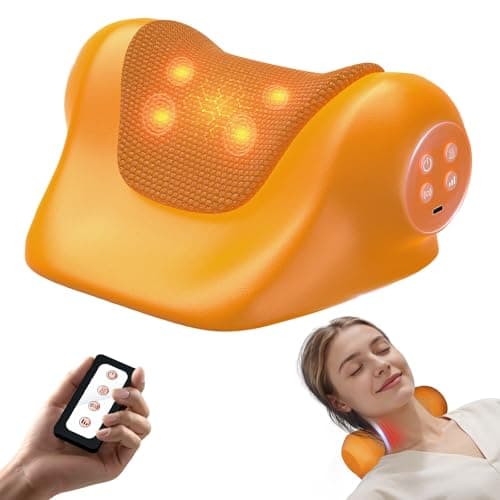 JDZ Neck Massager with Heat, 3-in-1 Electric Cervical Massager for Pain Relief with Hot Compress, Ergonomic Neck and Shoulder Relaxer Stretcher - ldeal Gift for Office Athletes Everyone etc. Brown - Image 1