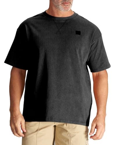 CHRONOLINE Heavyweight T-Shirt for Men Acid Wash Tshirt Spring Summer 2026 Vintage Crew Neck Short Sleeve Thick Cotton Top, Black, S - Image 1