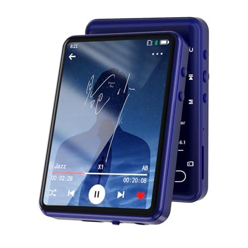 Tengsen MP3 Player with Bluetooth 5.3 – Portable Music Player with Speaker,FM Radio,E-Book,Shuffle/Repeat Play,Full Touch Screen MP3 Player for Meetings,Lectures,Fitness,SD Card Slot,64GB Blue