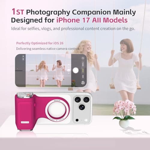 COMITOK MOCA iPhone 17 Pro Camera Grip No Need App for iOS26, Compatible iOS17 and iOS18, Fun Shot Magnetic Grip for Phone Native Camera with Anti-Drop Detachable Remote and Convenient Keychain Hook - Thumbnail 2