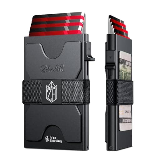 Zitahli Card Holder Wallets for Men - Slim Wallet Holds 6+6 Cards, Metal Card Holder, Minimalist RFID Blocking Wallets with Pop-Up Function, Ultra-Thin, Men's Accessories, Gifts for Him - Image 1