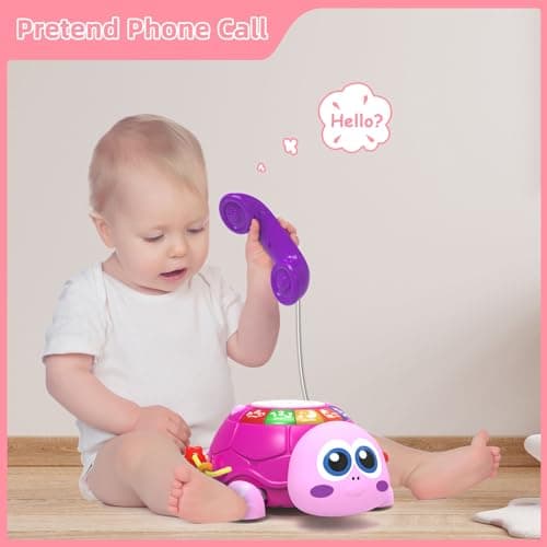 Hanayo Baby Musical Turtle Crawling Girl Toys for 6-18 Months，Infant Early Learning Educational Toy，Baby Girl Gift Essentials for Newborn 7 8 9 11+ Months 1-2 Year Old(Pink) - Thumbnail 5