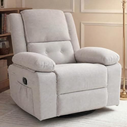 FLEXISPOT Swivel Rocker Recliner Chair for Adults, Massage Recliner Rocking Chair Nursery, 360° Swivel Nursery Glider for Living Room Bedroom, Beige (XRC2) - Image 1