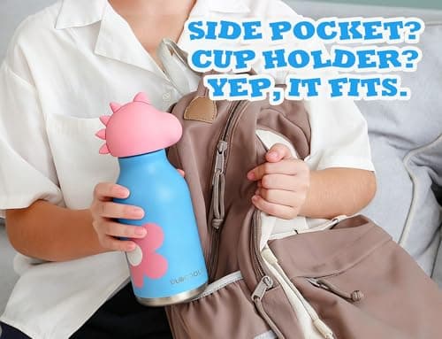 DLOCCOLD Insulated Stainless Steel Water Bottle with Detachable Soft Dinosaur Animal Head Fun Drinking 16 Ounce with Flexible Reusable Straw - Thumbnail 5