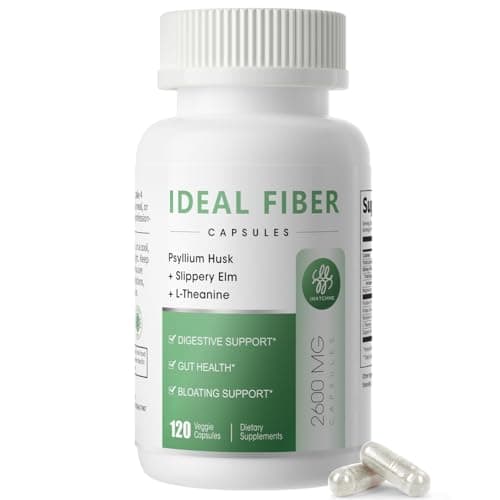 Fiber Supplement Capsules for Digestive Health & Regularity,Effortless Bowel Movements-Psyllium Husk Powder & Slippery Elm-Natural Prebiotic Fiber,Non-GMO-Daily Fiber for Adults, Women & Men-120Caps - Image 1