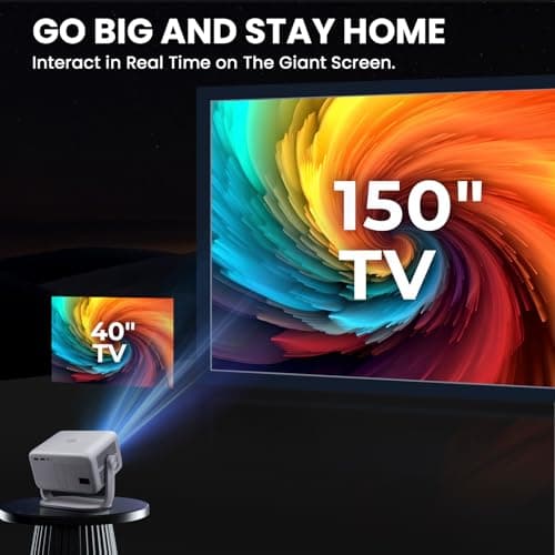 [500+APPS/600 ANSI/Voice Control] Projector with Apps WiFi and Bluetooth ,Smart Projector Support 4K Native 1080P with Apps Built in,360° Rotation & 150"Display Projectors for Bedroom Outdoor - Thumbnail 6