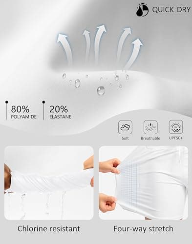 Viodia Women's 5" High Waisted Swim Board Shorts Quick Dry Beach Shorts with Pockets UPF 50+ Swimsuit Bottoms with Liner White XL - Thumbnail 6