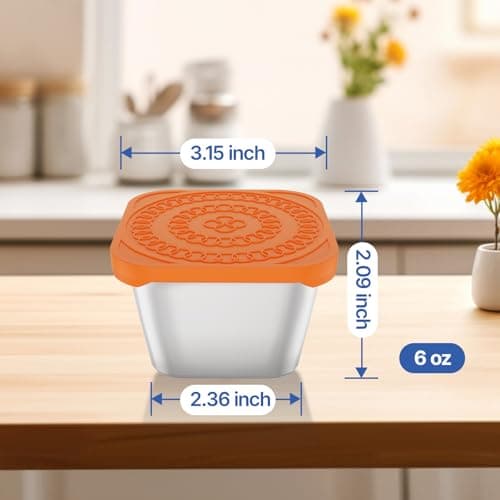 ENCYS Set of 8 Snack Containers,Reusable Snack Container,Stainless Steel lunch box ;Leak Proof Stackable Small Metal Food Containers with Silicone Lids - Thumbnail 2