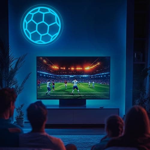 Soccer Neon Sign, Dimmable LED Neon Lights for Wall Decor, Football Neon Signs USB-Powered, Sports Neon Signs for Room Bedroom Decor Unique Gift for Teen Boys & Soccer Fans(Ice Blue) - Thumbnail 3