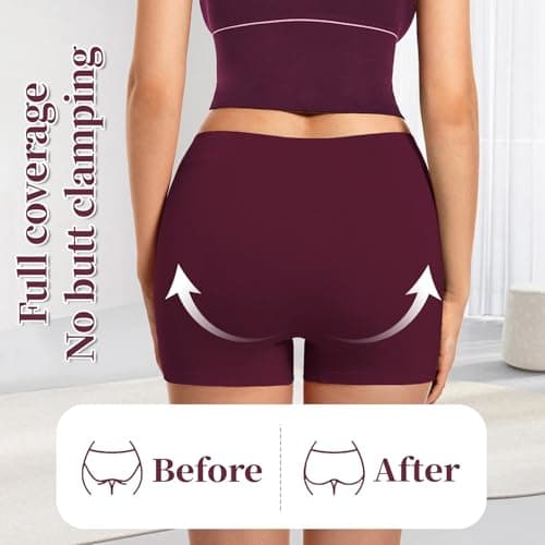 Migbean Cotton Boyshort Underwear for Women Boy Shorts Soft Boxer Briefs Mid Waisted Panties for Ladies 4 Pack Small - Thumbnail 5