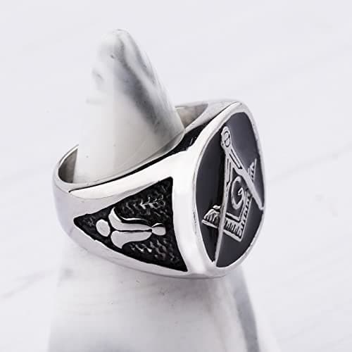 YLWJSP Freemason Gifts Biker Rings Masonic Master Mason Ring Freemason Signet Style Jewelry Mason Signet Band Jewelry (Masonic Rings S 9) - Thumbnail 4