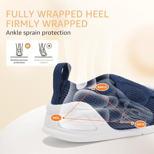 STQ KIDS Baby Walking Shoes Girls Boys Sneakers Slip On Infant Shoes Wide Toe Box Lightweight Mesh Breathable Toddler Shoe Soft Sole Flat Barefoot Blue 9-12 Months Infant - Thumbnail 3