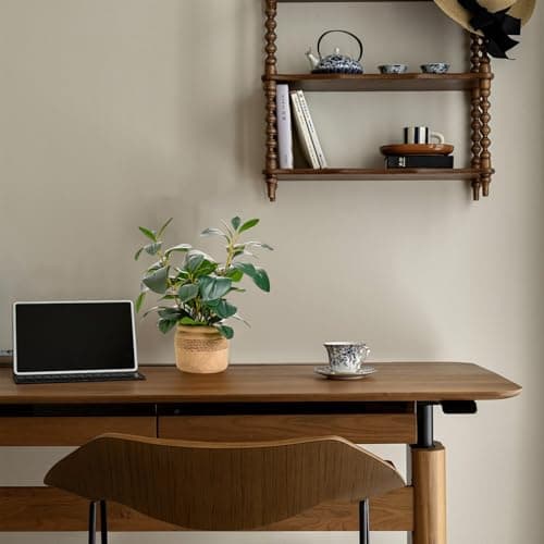 Arbolanta Artificial Fake Plant Potted 12.8'' Small Faux Greenery Ficus Style in Jute-Wrapped Yellow Planter for Tabletop Home Office Decor - Thumbnail 6