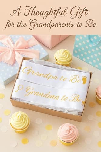 Grandma To Be Sash - White With Gold Letters | Girl Boy Baby Shower Sash Mom Nana Grand Mother Decorations Gender Reveal New Gift Gifts Grandmother Grandparents Favor Maternity mama Decoration - Thumbnail 5
