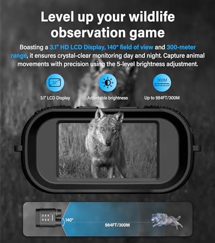 CoxiVision 4K Night Vision Goggles - 3.1'' HD Screen, 5X Digital Zoom, 7-Level IR Illuminator Binoculars with 64GB Memory Card and Detachable 4400mAh Battery - Day and Night Photo and Video Recording - Thumbnail 2