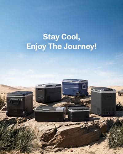 EKOJUCE 12 Volt Refrigerator Portable Fridge Freezer - 48 Quart(45L) Electric Cooler with Wheels, 12/24V DC & 100-240V AC, -4℉-68℉, APP Control, 12V Car Fridge for Camping, Boating, RV, Outdoor, Home - Thumbnail 2