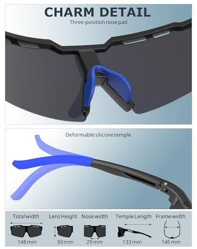 KALIYADI Polarized Sports-Sunglasses Men Cycling-Sunlasses: Lightweight Running Sun Glasses UV400 Protection Golf Fishing - Thumbnail 6