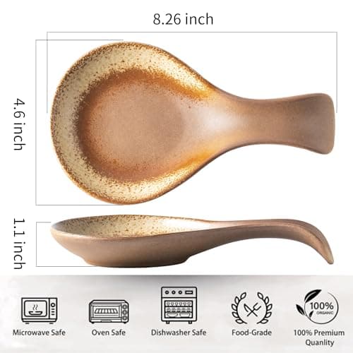 Spoon Rest for Kitchen Stove Top, 8 In Ceramic Large Cooking Spoon Holder for Kitchen Countertop Dishwasher Safe and Heat-Resistant Utensil Rest, Modern Farmhouse Decorative Retro Yellow - Thumbnail 3