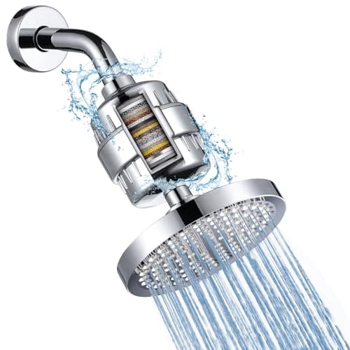 Iopsk Filtered Shower Head with 23 Stage Water Softner,High Pressure Shower Filter Head for Hard Water,Powerful Shower Head with Filters,Reduces Chlorine and Heavy Metals(6" Round,Polished Chrome) - Image 1
