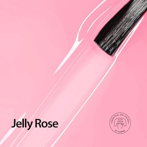 Larvall BEAUTPAL Jelly Rose Gel Nail Polish 15ML Sheer Translucent UV Light Cure Gel Polish for Nail Art DIY Manicure and Pedicure at Home, Color 014 - Thumbnail 2