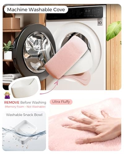 LULULOOK Tablet Pillow Stand, Compatible with iPad, iPhone and 4.7-14.6”Tablet, 360° Adjustable Kindle Pillow Stand for Bed with Ultra Fluffy Fabric & Snack Bowl (Snug Pink) - Thumbnail 5