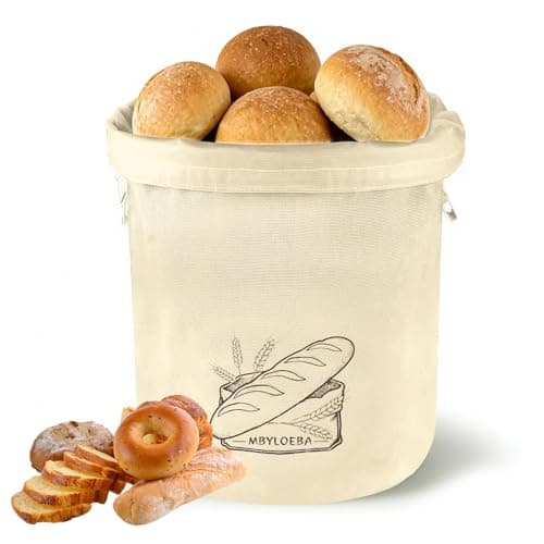 Sourdough Bread Bags for Homemade Bread, 16oz Heavy Canvas Stand-Up Artisan Loaf Keeper, Hard Bottom Bread Box Alternative with Odor-Free TPU Lining, Farmhouse Beige - Image 1