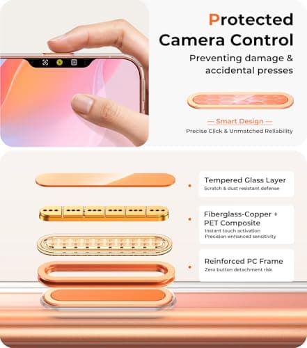 Maledan for iPhone 17 Pro Case Clear Orange - Aluminum Camera Frame Magnetic 17 Pro Case Fit for Mag Safe, Camera Control, Slim Transparent Shockproof Bumper Phone Cover for Apple iPhone 17 Pro - Thumbnail 6