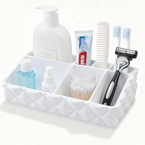 Bathroom Organizers and Storage Toothbrush Holders,Counter Vanity Countertop Home Decor Makeup Organization Essentials,White - Image 1