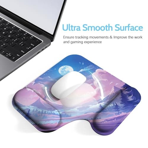 Mcapirivo Ergonomic Mouse Pad with Gel Wrist Rest (1"& 1.2" Dual Height) - Mouse Pads Compact Mousepad Desk Mat Office, Gaming & Carpal Tunnel Relief | Non-Slip Rubber Base| Cloud Moon - Thumbnail 5