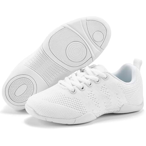Stelle Cheer Shoes for Girls and Women Lightweight Youth Cheerleading Dance Sneakers Athletic Training Tennis Shoes(White-Girls, 13ML) - Image 1