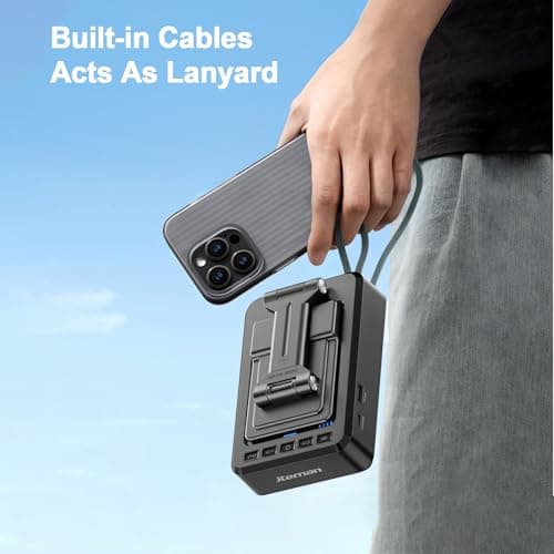 Jteman Cell Phone Stand Bluetooth Speaker with Built-in Cables,Foldable Adjustable Holder,All-in-One Audio Stand for iPhone Android,Birthday Gifts for Men Women - Thumbnail 5