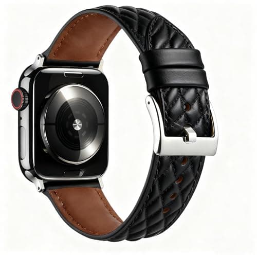 Women Genuine Lether Watch Band for Apple Watch, Dressy Soft Leather Watch Strap for Small Wrist, Compatible with Apple Watch Series 11 10 9 8 7 6 SE Ultra 3 2 1 38mm 40mm 41mm 42mm 44mm 45mm 46mm 49mm - Image 1