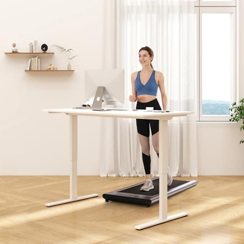 FLEXISPOT Standing Desk Electric Height Adjustable Desk with 48 x 24 Inch Splice Board, Home Office Computer Workstation, White Top + White Frame - Thumbnail 2