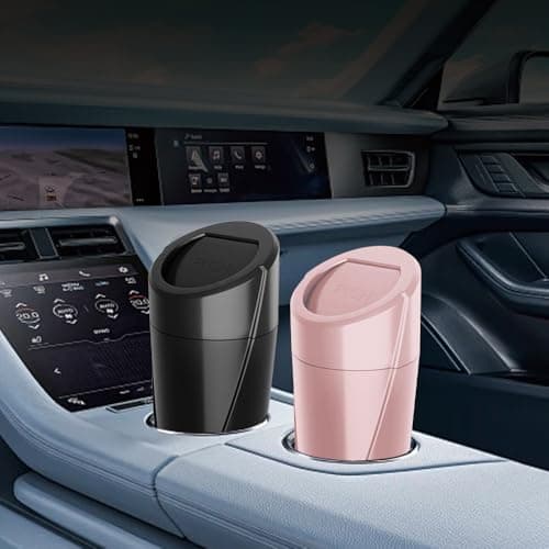 JinzhuxiaGS Car Trash Can with 90 Free Garbage Bags - Waterproof, Lid-Closed, Easy-to-Clean Cup Holder Trash Can, Ideal for Car Organization (Black & Pink Combo, 2-Pack, Perfect for Home, and Travel) - Thumbnail 5
