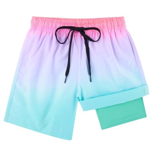 Cozople Bathing Suit for Teens Swimsuit Summer UPF Quick Dry Beach Board Shorts Stretchy Boxer Brief Liner Compression Swimming Shorts - Image 1