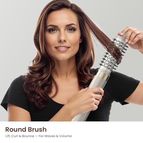 MESCOMB Upgraded 5 in 1 Hot Air Styler – 110,000 RPM Hair Dryer Brush with Automatic Curling Barrel, Volumizer for Curl, Smooth & Blowout, Anti-Frizz & No Heat Damage (Champagne) - Thumbnail 5