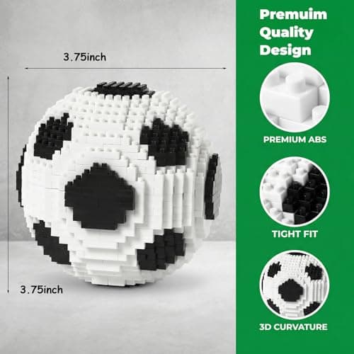 JZLiner 3D Soccer Ball Building Block Set 850Pcs Challenging STEM Ball Toys for Ages 14 and Above Adults Home Alone Birthday Gift - Thumbnail 4