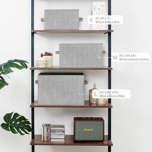 GRANNY SAYS Storage Baskets for Shelves, Closet Storage Bins with Handles, Fabric Organizers and Storage Bins, Storage Boxes for Clothes, Gray, Medium, 3-Pack - Thumbnail 2