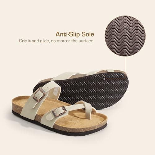 DREAM PAIRS Women's Thong Slide Sandals with Cork Footbed Open Toe Adjustable Slip On Slippers Comfort Flat Sandals for Summer,Size 8,Natural,SDSS2405W - Thumbnail 6