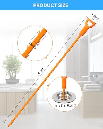 6 Pack Drain Clog Remover - Flexible Drain Snake for Effective Cleaning Hair and Debris in Sink or Bathtub, 20 Inch - Thumbnail 2
