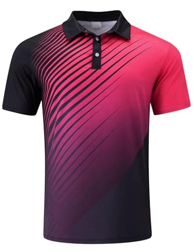 Seadodo Mens Golf Polo Shirts Short Sleeve Dry Fit Moisture Wicking Performance Print Polo Shirt for Tennis Hiking Camping Neon Fuchsia M - Image 1
