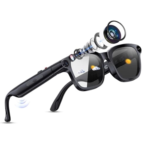 Smart Glasses with Camera and AI Voice Assistant for Men Women, 8MP Camera, 4K Video Recording, Real-Time Translation, Bluetooth 5.4 Audio Sunglasses for Calls, Music, Vlogging, Travel, Business - Image 1