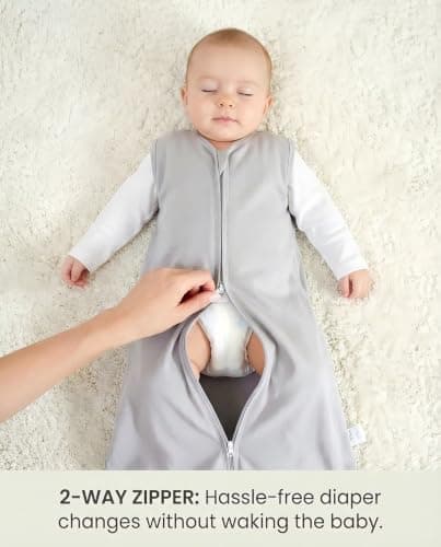 TURMEWU 3 Pack Baby Sleep Sack 0-6 Months 100% Organic Cotton, 0.5 TOG Lightweight Wearable Blanket, 2-Way Zipper Sleeping Bag, Cotton&Fawn&Grey - Thumbnail 5