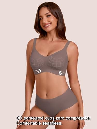 COCOMARTS Jelly Bras for Women No Underwire Full Coverage Push Up Bra Wireless Seamless Bra Comfortable Tshirt Bralettes Coffee Small - Thumbnail 4