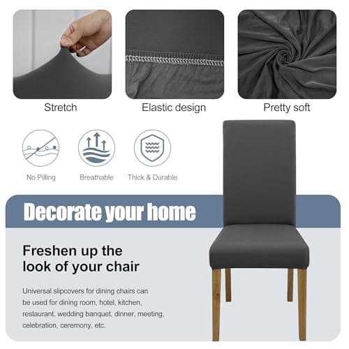 BIETYONE Chair Covers,Dining Room Chair Covers Set of 6,Stretch Kitchen Chair Cover,Washable Dining Chair Cover,Parsons Chair Slipcovers Protective,for Home,Restaurant,Banquet - Thumbnail 3